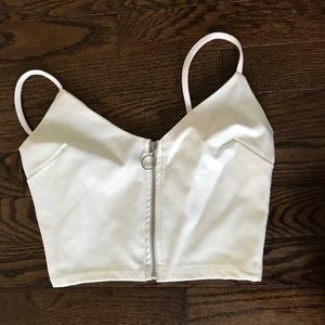 White Faux Leather Crop Top